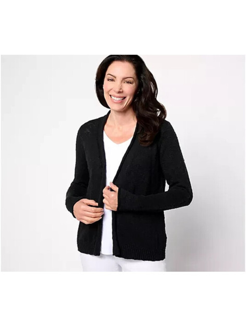 Belle Beach by Kim Gravel Gotta Getaway 100% Cotton Open Cardigan Black,3X #49'